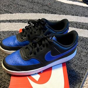 Nike Court Vision Men's Black and Royal Blue Sneakers